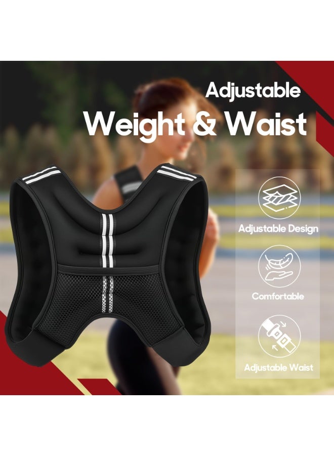 كيل › سترة موزونة 3 كجم/5 كجم/8 كجم للنساء والرجال، مع شريط عاكس وأحزمة مزدوجة قابلة للتعديل سترات موزونة لتدريب القوة والجري والركض والتمارين الهوائية وفقدان الوزن - Image 3